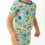 Back To School Blue Short Sleeve Set