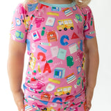 Back To School Pink Short Sleeve Set