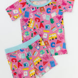 Back To School Pink Short Sleeve Set