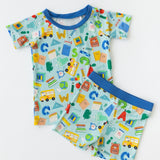 Back To School Blue Short Sleeve Set
