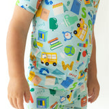 Back To School Blue Short Sleeve Set