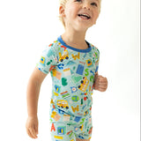 Back To School Blue Short Sleeve Set