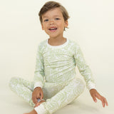 Green Pastel Palms Two-Piece Set