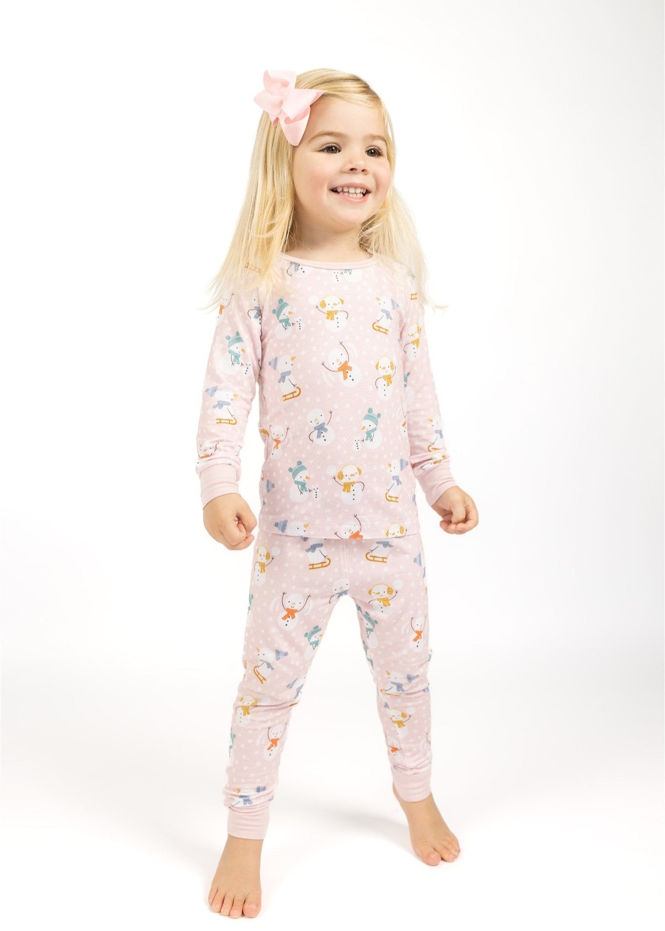 Pink Snowmen Two-Piece Pajamas