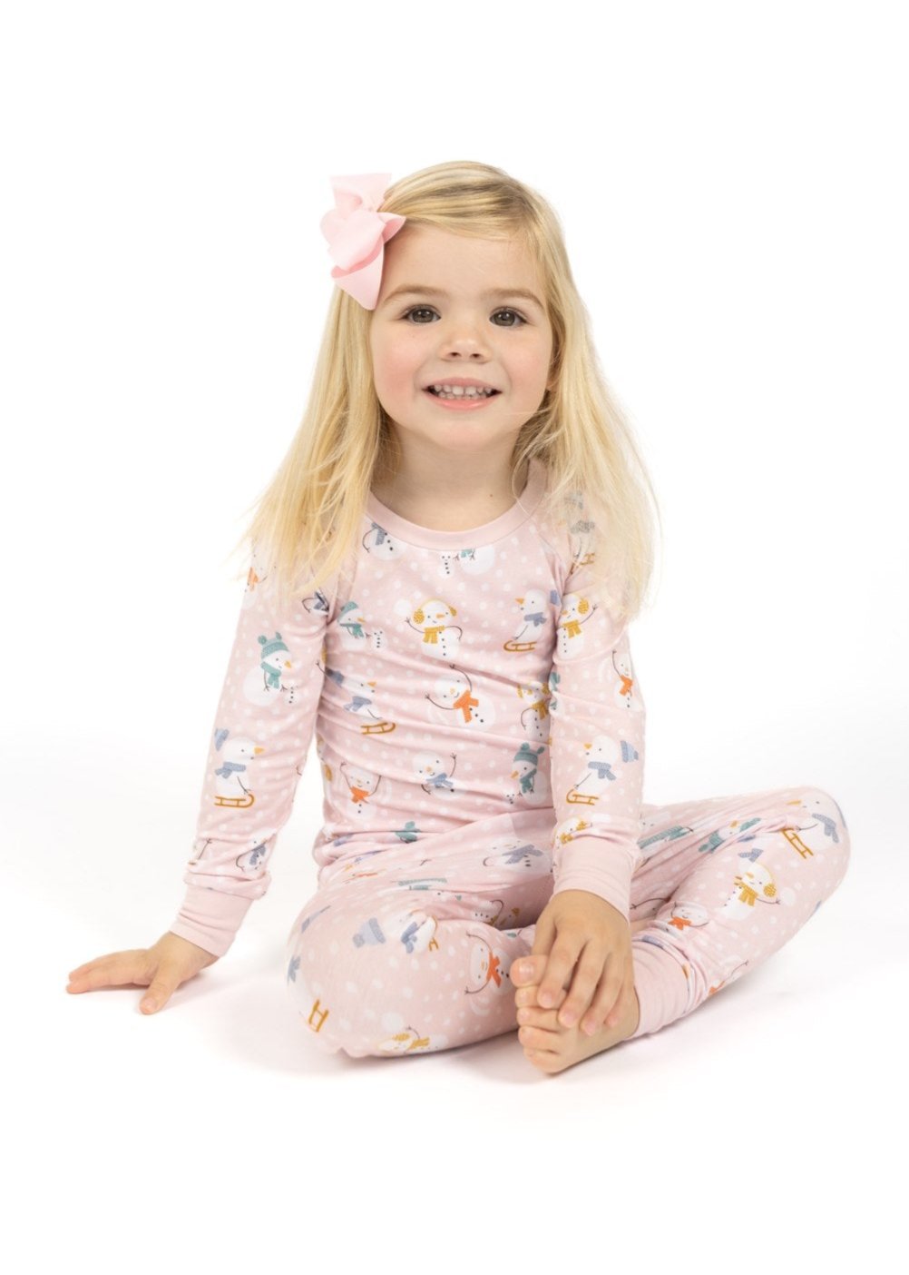 Pink Snowmen Two-Piece Pajamas