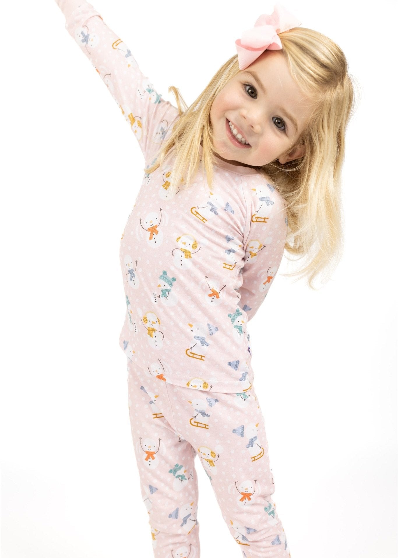 Pink Snowmen Two-Piece Pajamas