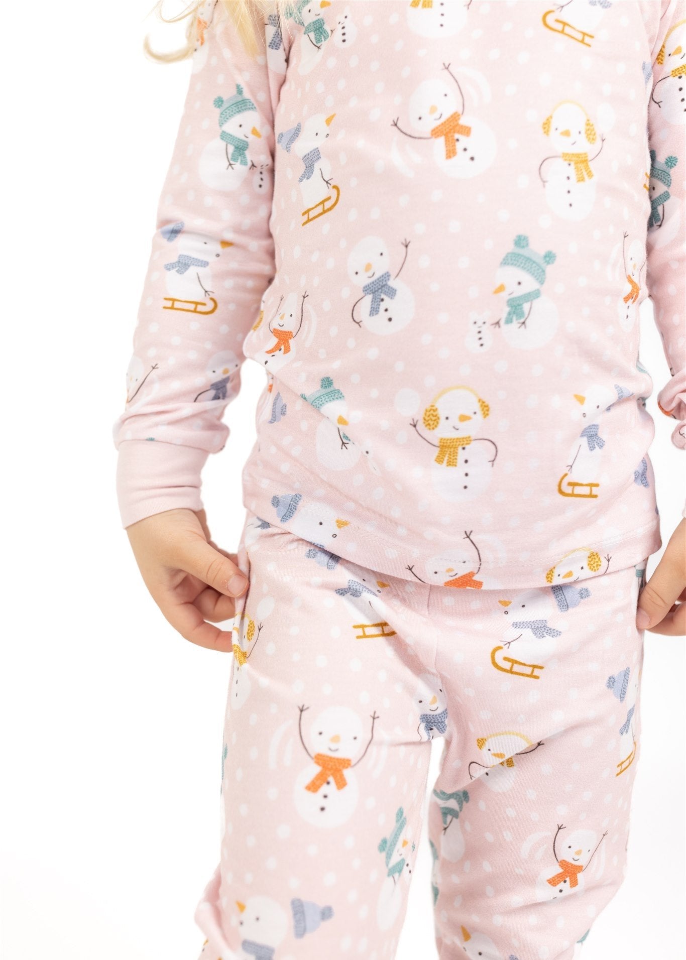 Pink Snowmen Two-Piece Pajamas