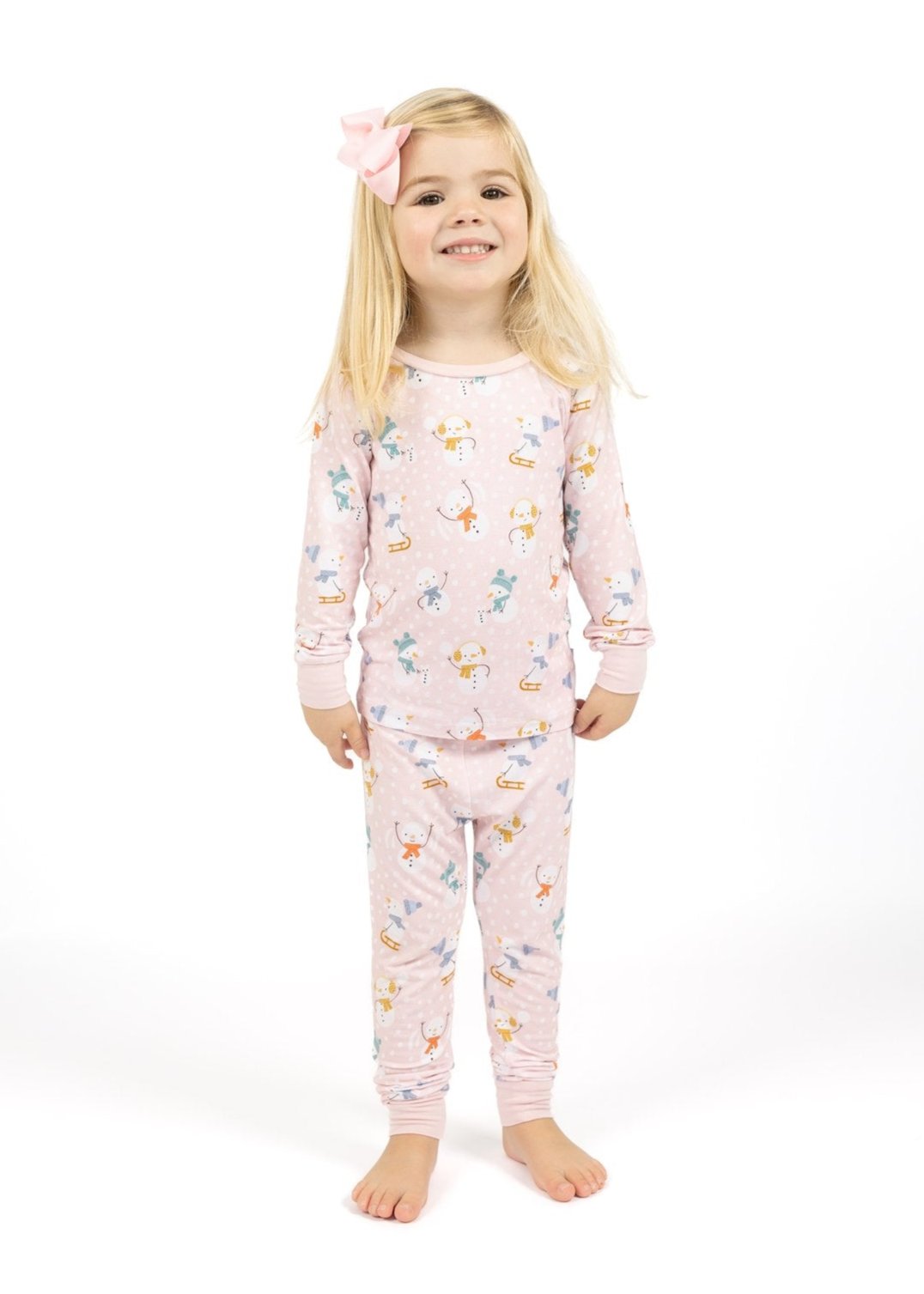 Pink Snowmen Two-Piece Pajamas