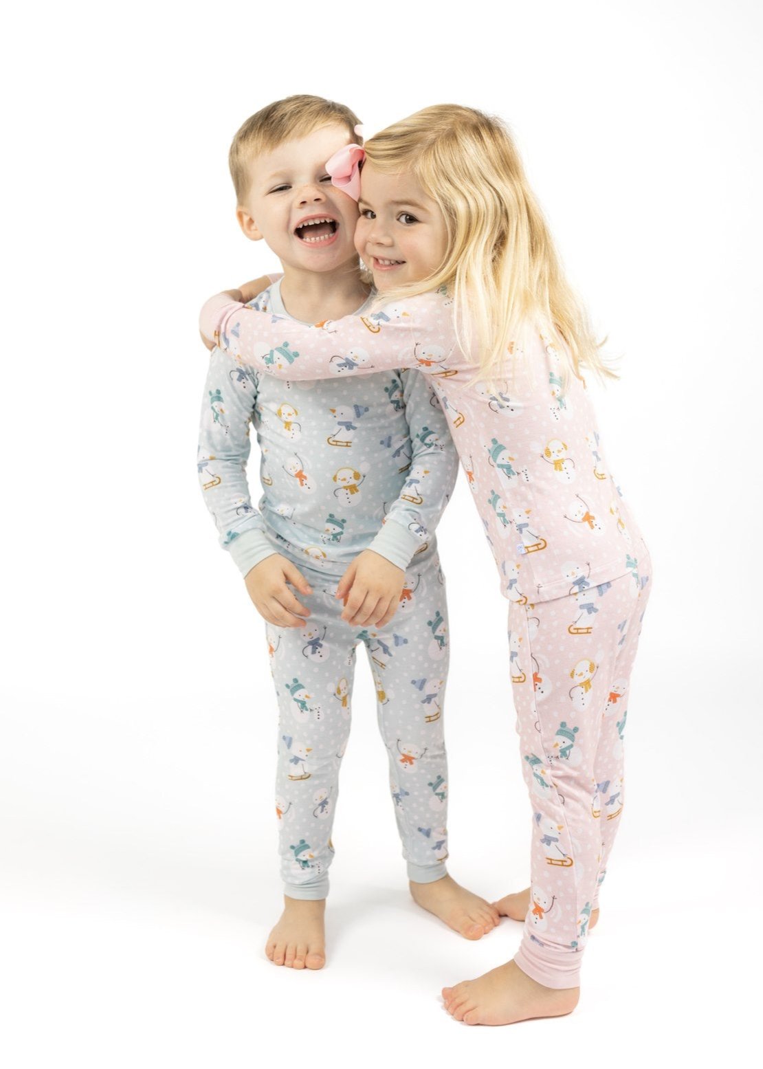 Pink Snowmen Two-Piece Pajamas