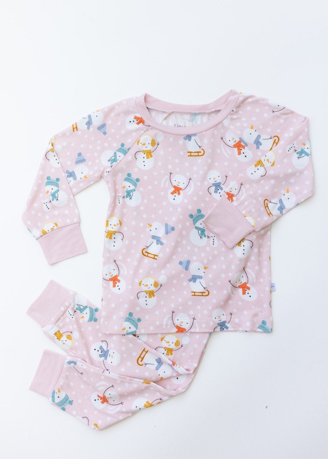 Pink Snowmen Two-Piece Pajamas