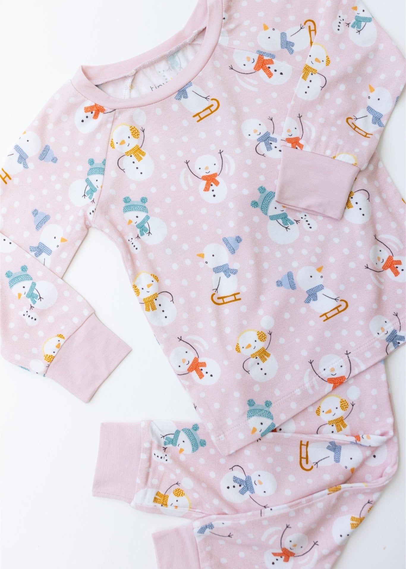 Pink Snowmen Two-Piece Pajamas